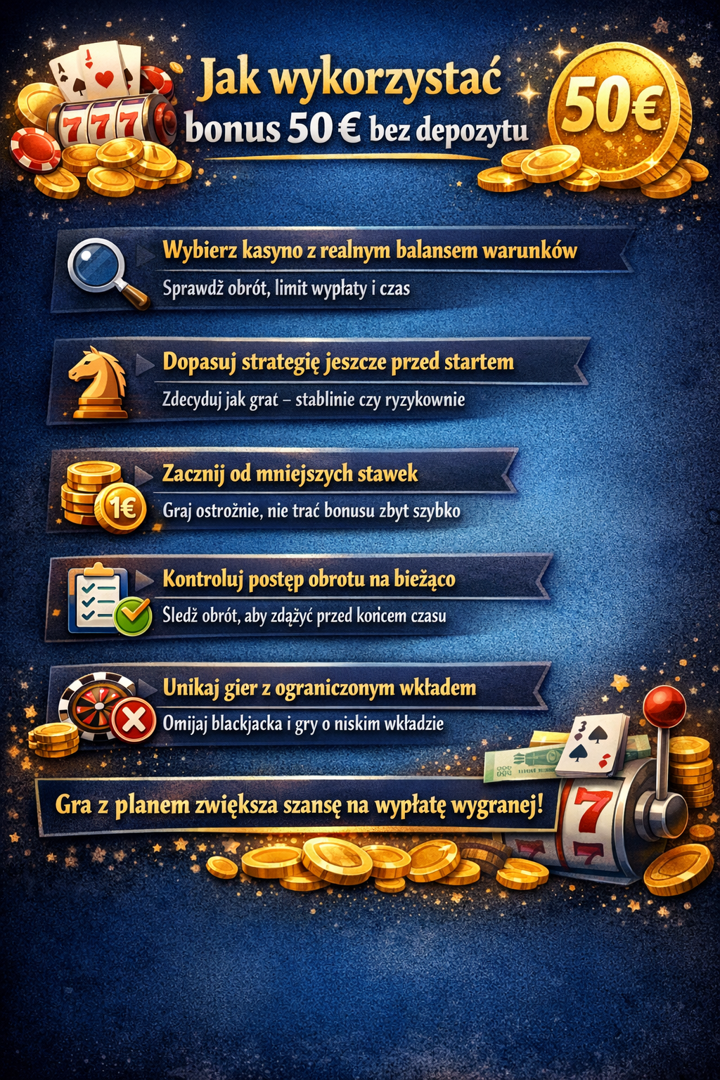 Jak aktywować bonus 50 euro bez depozytu