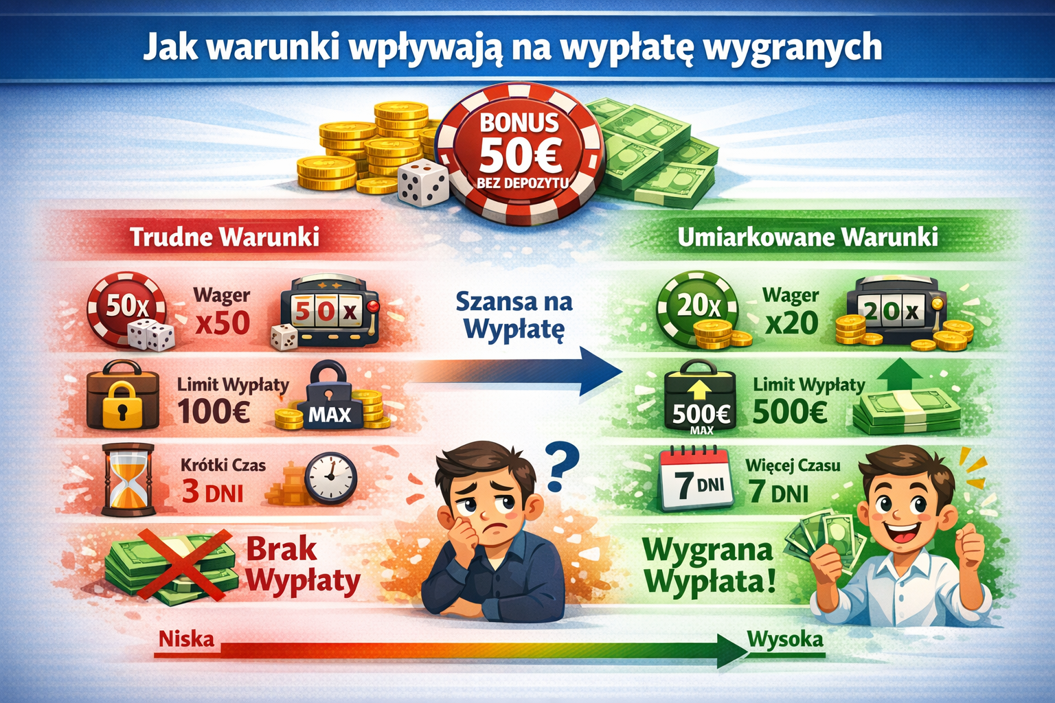 Jak warunki wpływają na wypłatę wygranych