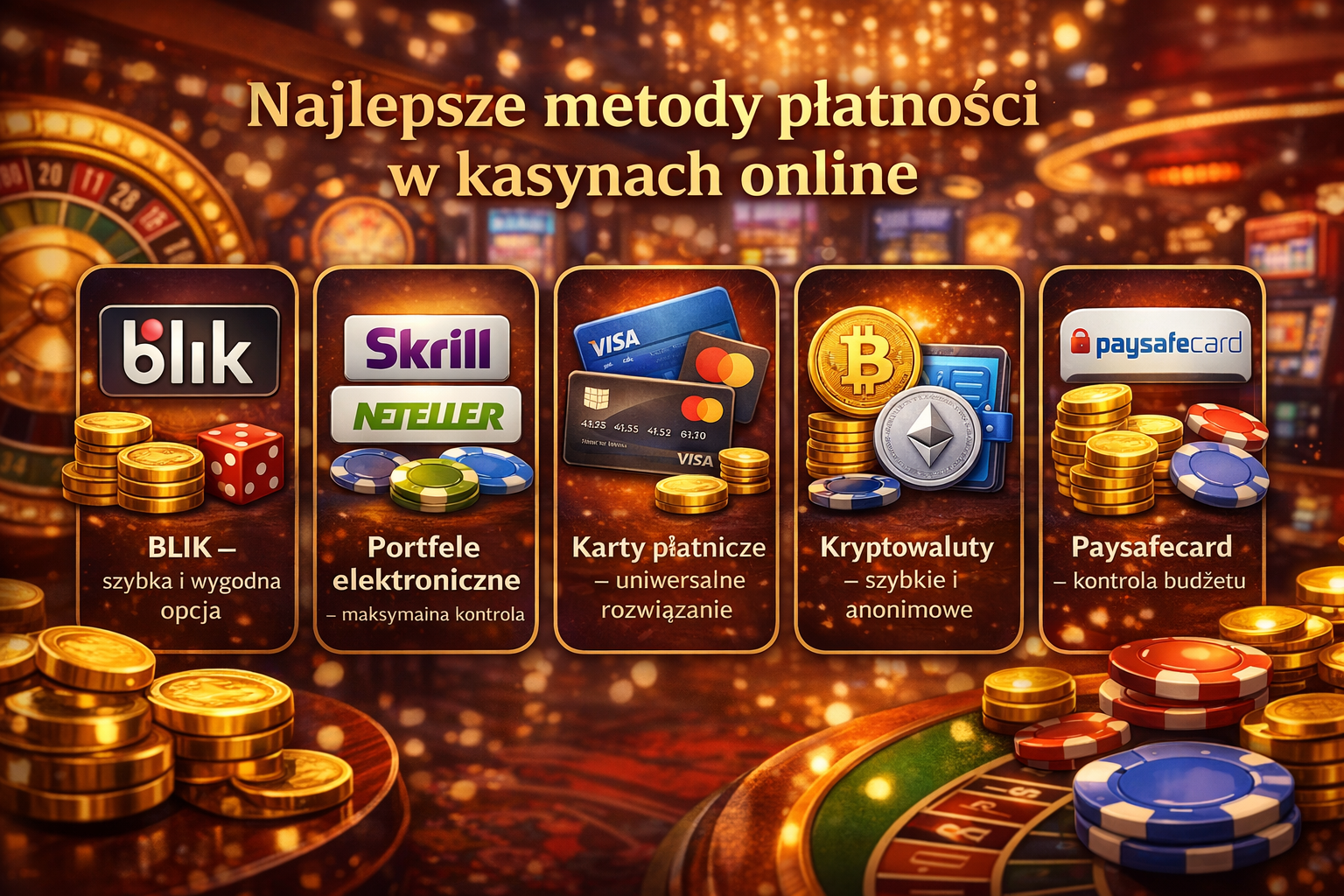 Metody płatności przy bonusie 25 zł bez depozytu
