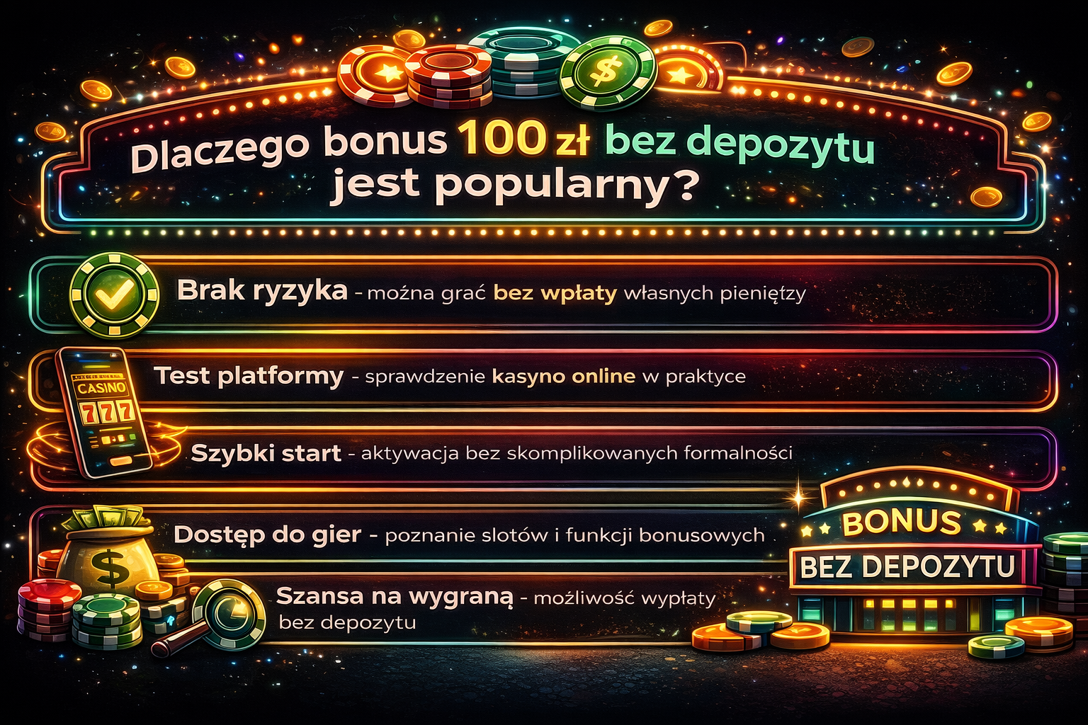 Popularność bonusu 100 zł bez depozytu